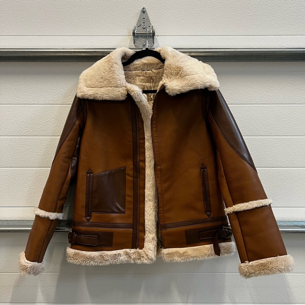 Choosey fur lined leather jacket